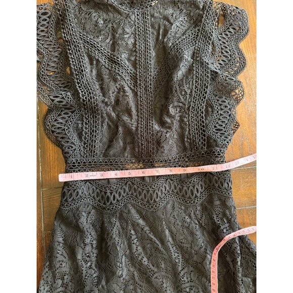 Hello Molly Black Lace Mini Dress Ruffle Cut Out Flutter Sleeves LBD NEW 2 Date - Picture 11 of 12